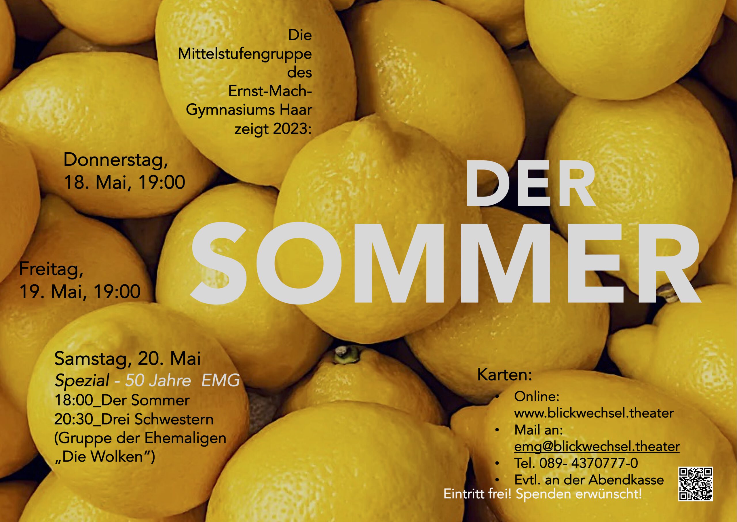 Der Sommer - Theater der Mittelstufengruppe am 18.5.23 (Premiere) um 19:00 Uhr