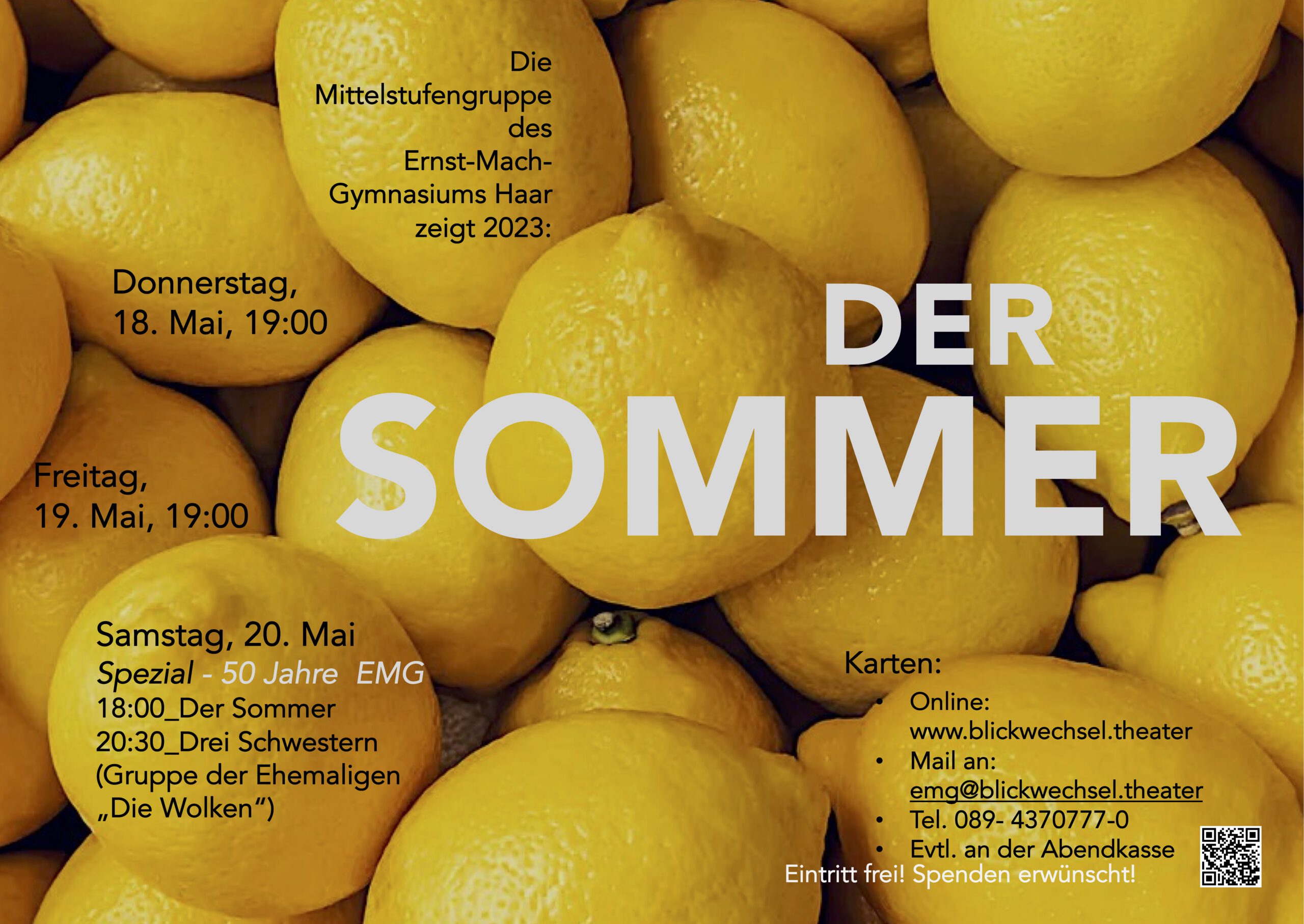 Ein Sommer - Theater der Mittelstufengruppe am Freitag, 19.5.23 um 19:00 Uhr